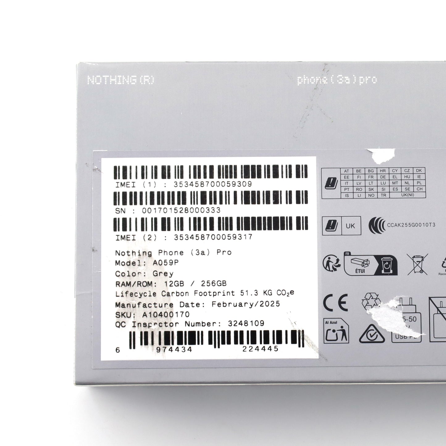 Aランク Nothing Phone (3a) Pro 12/256GB Grey A059P グローバル版【90日保証】