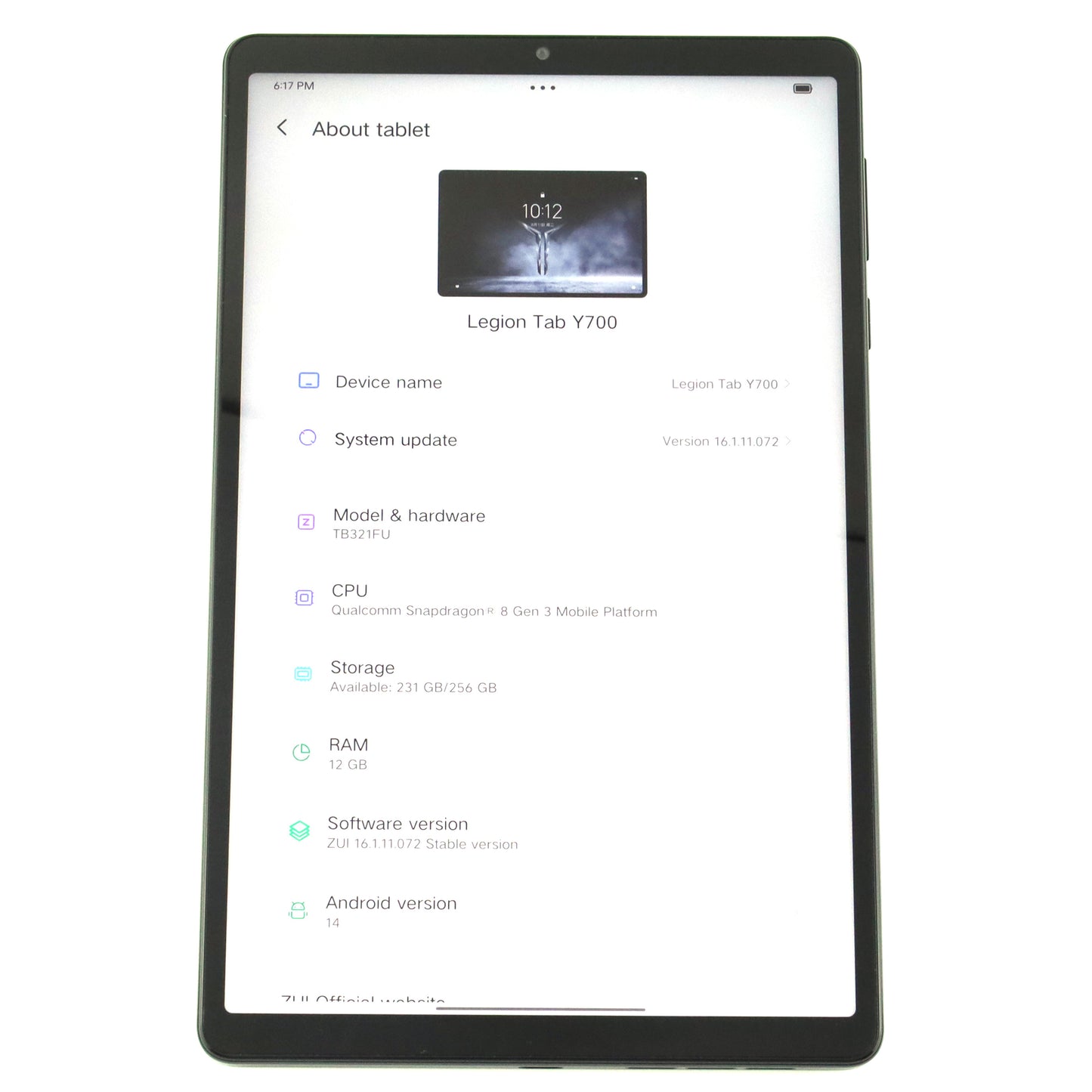 C+ランク Lenovo Legion Y700 2025 12/256GB EclipseBlack TB321FU 中国版【90日保証】