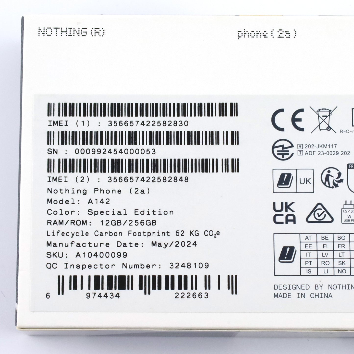 Bランク Nothing Phone (2a) 12/256GB SpecialEdition A142 国内版【90日保証】