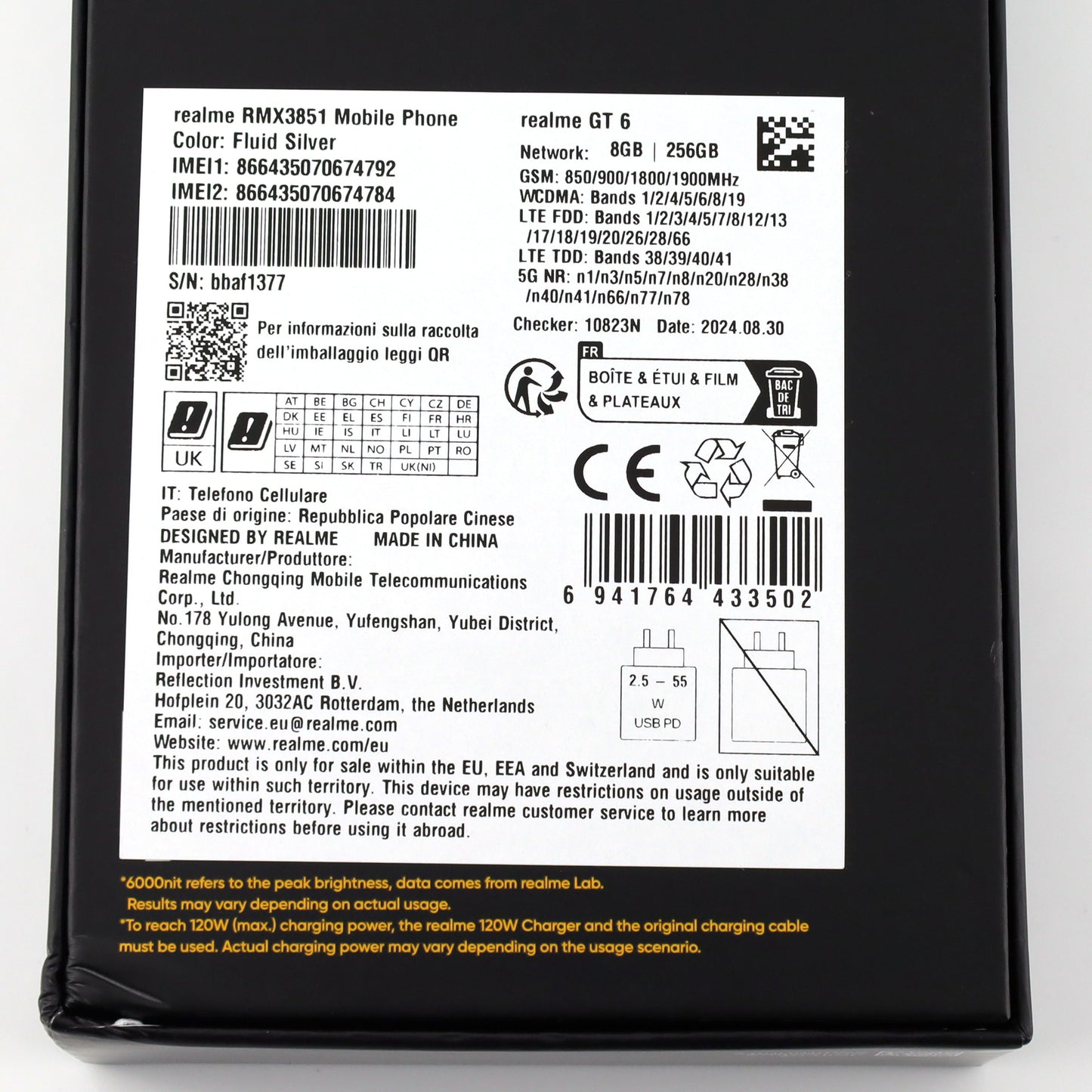 A-ランク realme GT 6 8/256GB FluidSilver RMX3851 グローバル版【90日保証】