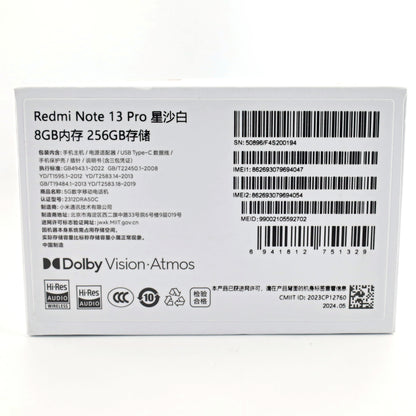 未使用 Redmi Note 13 Pro 8/256GB White 中国版Rom焼品【90日保証】