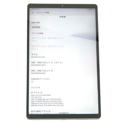 AランクAlldocube iPlay 80 Mini Ultra 12/256GB Grey【90日保証】