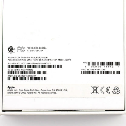 A-ランク iPhone 15 Plus 512GB Blue A3093 MU0W3VC/A カナダ版【90日保証】
