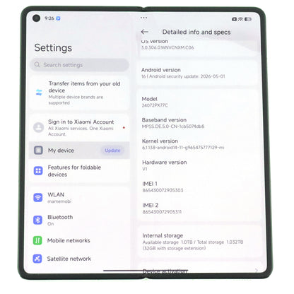 C+ランク Xiaomi MIX Fold 4 16/1024GB White 24072PX77C 中国版【30日保証】