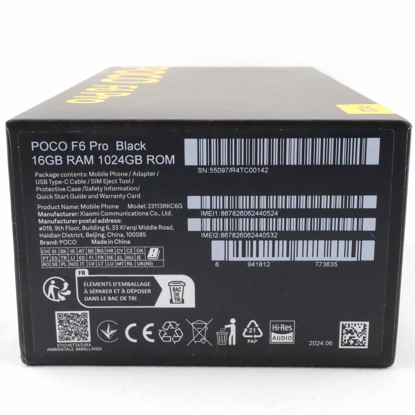 A-ランク POCO F6 Pro 16/1024GB Black 23113RKC6G グローバル版【90日保証】