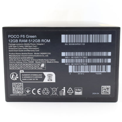 Aランク POCO F6 12/512GB Green 24069PC21G グローバル版【90日保証】