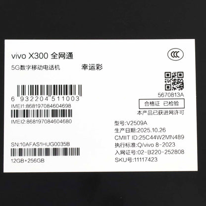 B+ランク vivo X300 12/256GB 幸运彩 V2509A 中国版【90日保証】