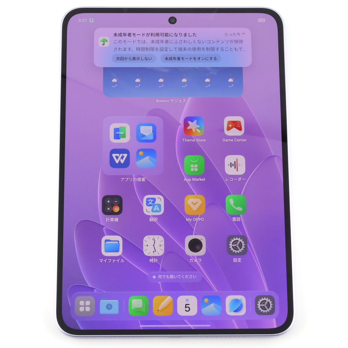 C+ランク OPPO Pad Mini 12/256GB Purple OPD2515 中国版【90日保証】