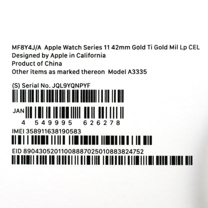 B+ランク Apple Watch Series11 42mm Gold Ti Gold Mil Lp CEL A3335 MF8Y4J/A 国内版【90日保証】