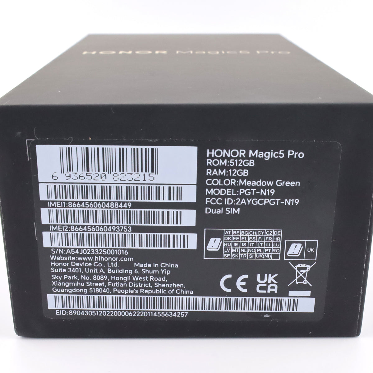 ジャンク HONOR Magic5 Pro 12/512GB MeadowGreen PGT-N19 グローバル版【現状渡し】