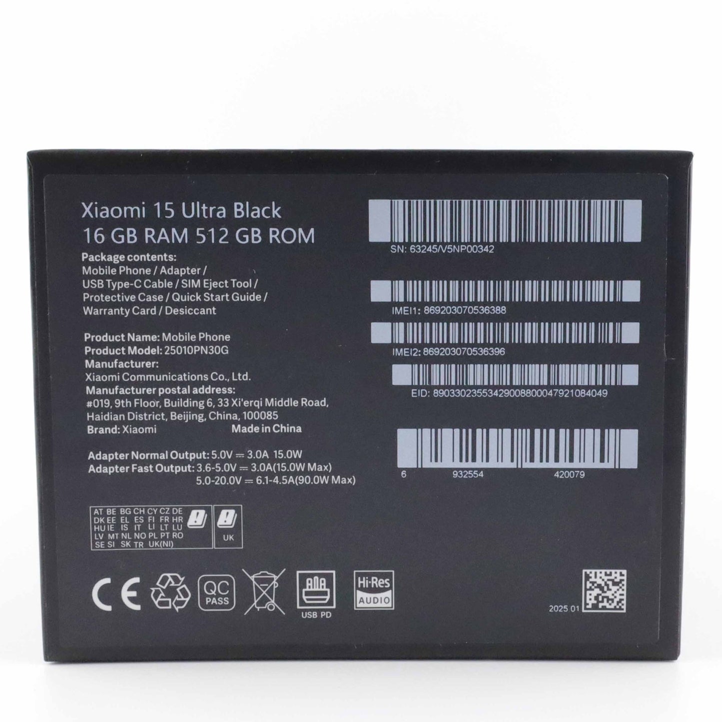 A-ランク Xiaomi 15 Ultra 16/512GB Black 25010PN30G グローバル版【90日保証】