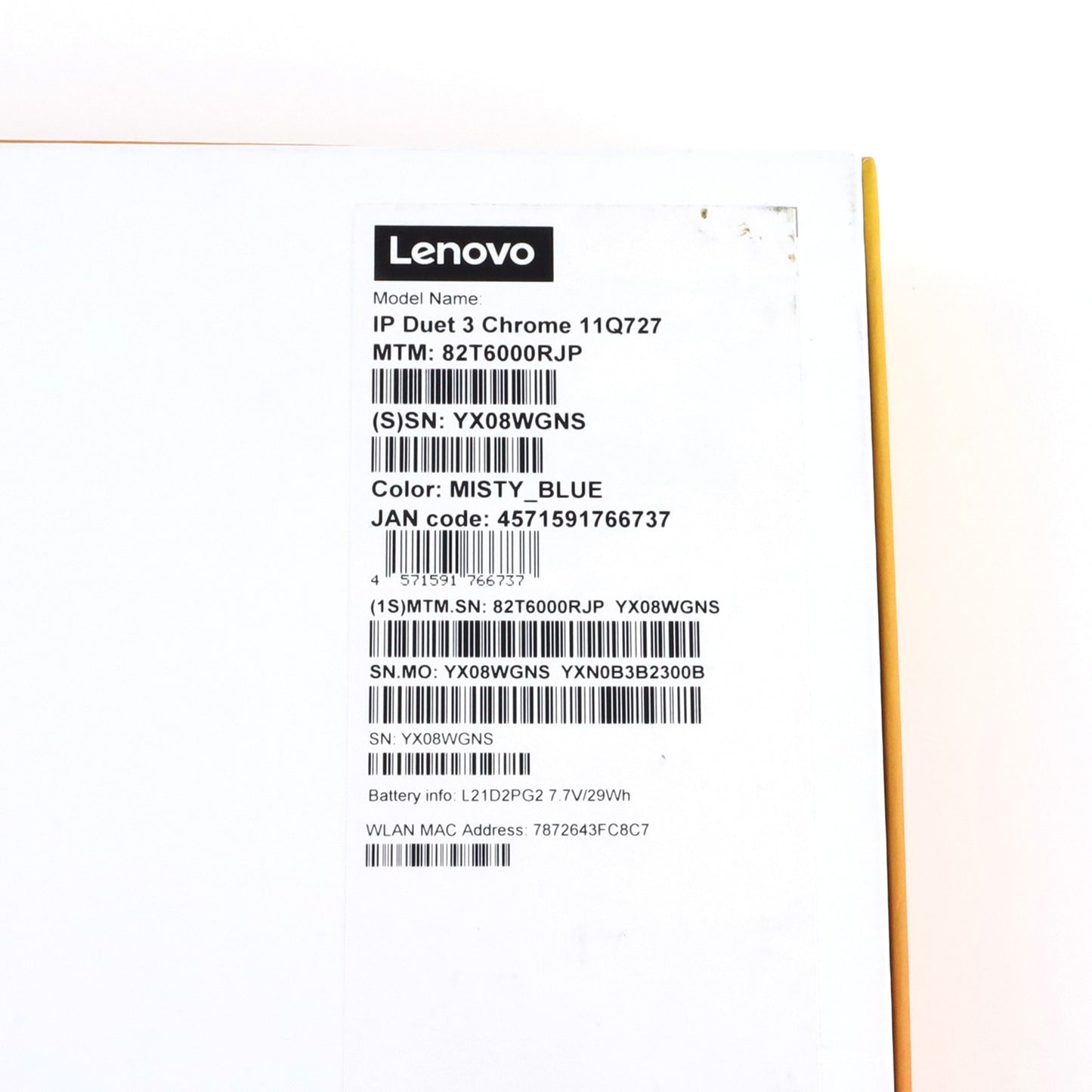 Cランク Lenovo IdeaPad Duet 3 Chromebook 4/128GB MistyBlue 82T6000RJP 11Q727 版【90日保証】