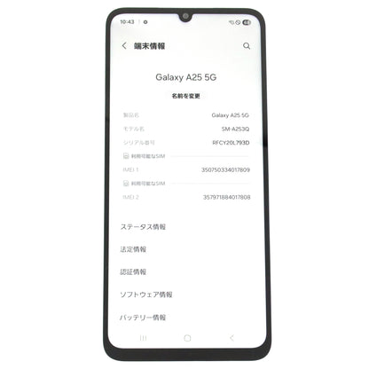 A+ランク Galaxy A25 4/64GB LightBlue SM-A253Q 国内版【90日保証】