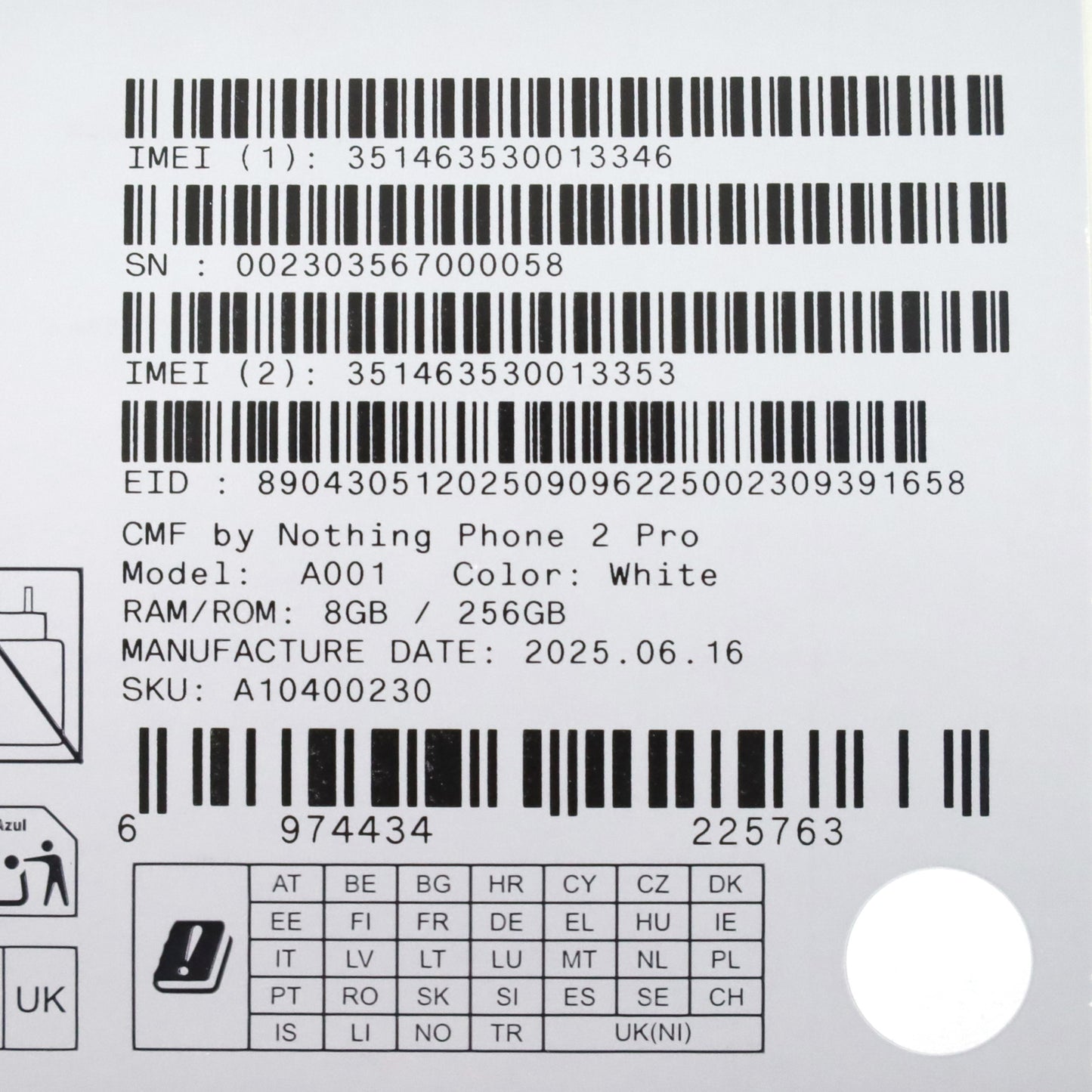 Aランク  Nothing CMF Phone 2 Pro 8/256GB White A001 国内版【90日保証】