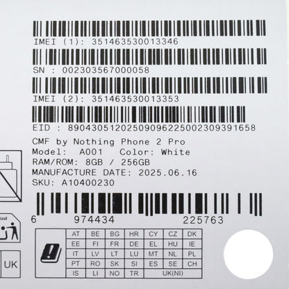 Aランク  Nothing CMF Phone 2 Pro 8/256GB White A001 国内版【90日保証】