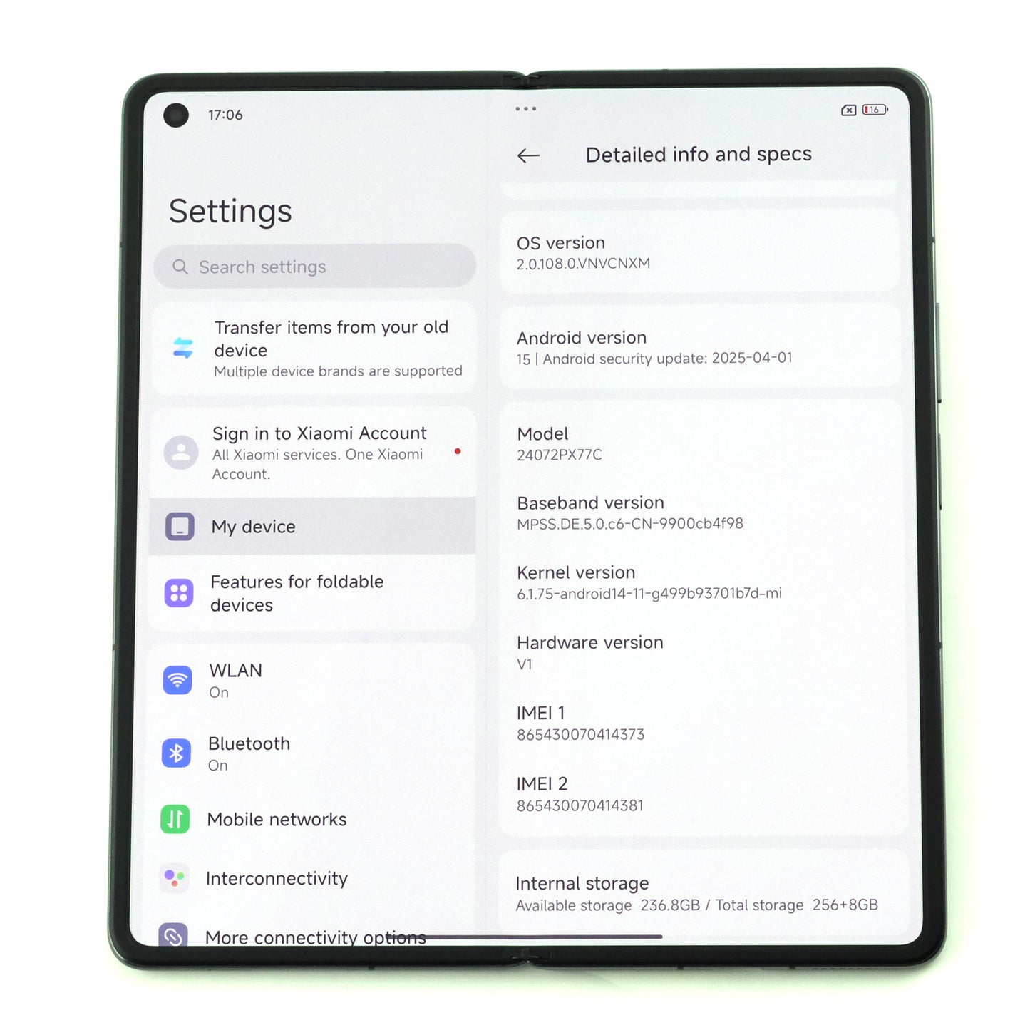 C+ランク Xiaomi MIX Fold 4 8/256GB BlackFiber 24072PX77C 中国版【30日保証】