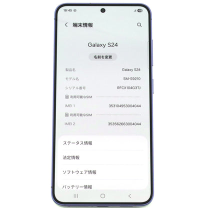 B+ランク Galaxy S24 8/512GB CobaltViolet SM-S9210 香港版【90日保証】