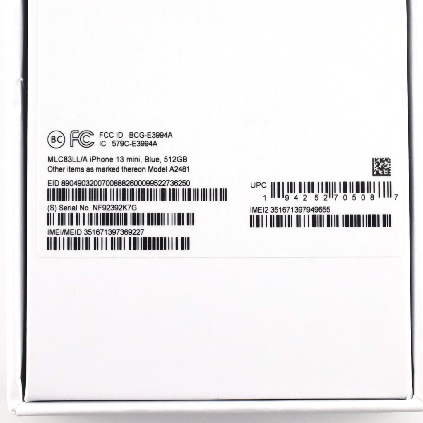 B-ランク iPhone 13 mini 512GB Blue MLC83LL/A A2481 米国版【90日保証】