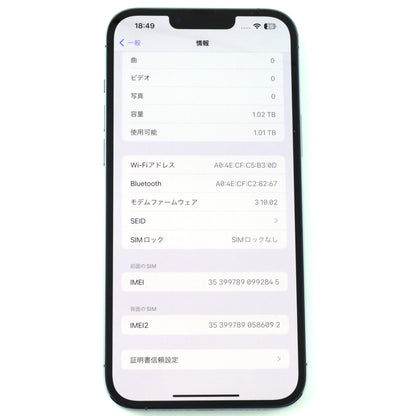 B+ランク iPhone13 Pro Max 1TB SierraBlue A2644 MLHL3ZA/A 香港版【90日保証】
