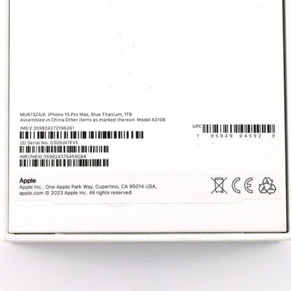 Ａ-ランク iPhone 15 Pro Max 1TB BlueTitanium A3108 MU613ZA/A 香港版【90日保証】