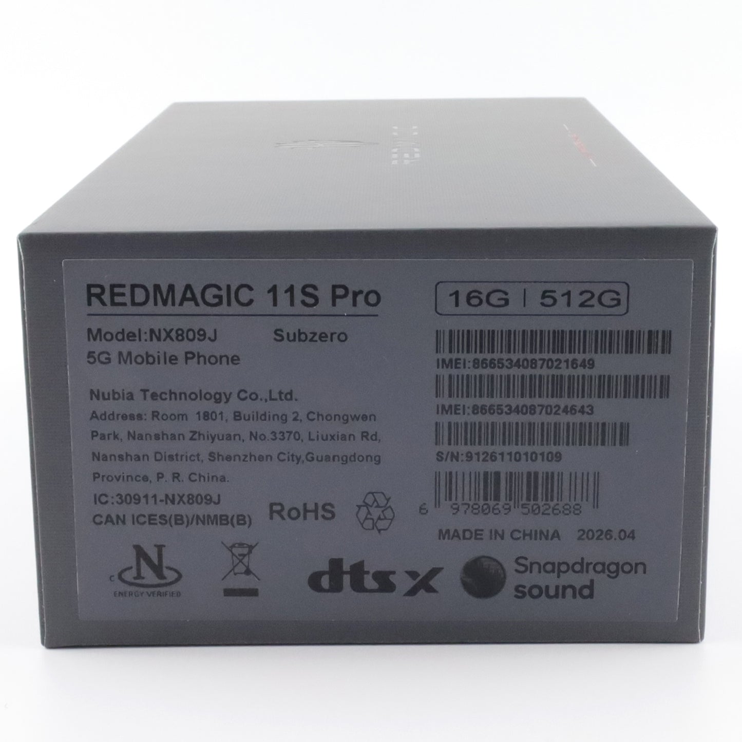 A-ランク REDMAGIC 11S Pro 16/512GB Subzero NX809J グローバル版 【90日保証】