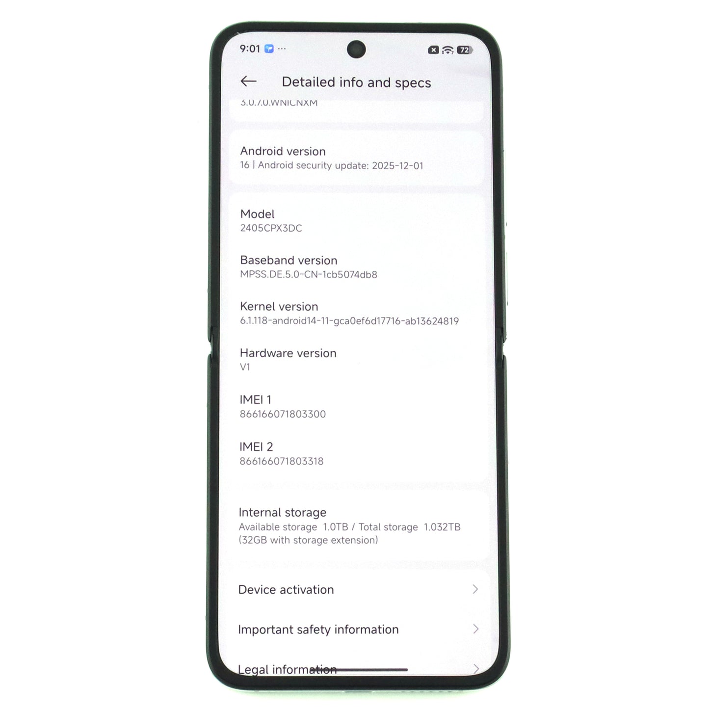 C+ランク Xiaomi MIX Flip 16/1024GB White 2405CPX3DC 中国版【30日保証】