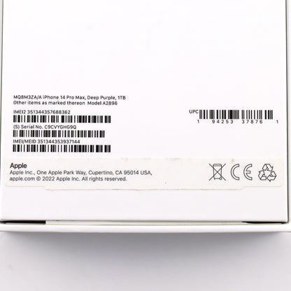 B+ランク iPhone 14 Pro Max 1TB DeepPurple A2896 MQ8M3ZA/A 香港版【90日保証】