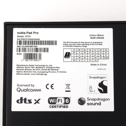 C+ランク nubia Pad Pro 8/256GB Black NT01 グローバル版【90日保証】