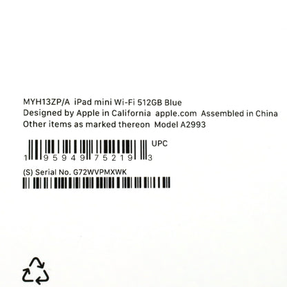 Aランク iPad mini 512GB Blue A2993 MYH13ZP/A グローバル版【90日保証】