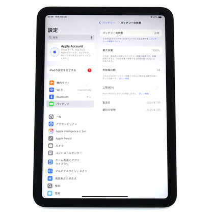 A-ランク iPad mini (A17 Pro) 256GB Wi-Fi Starlight A2993 MXND3J/A 国内版【90日保証】