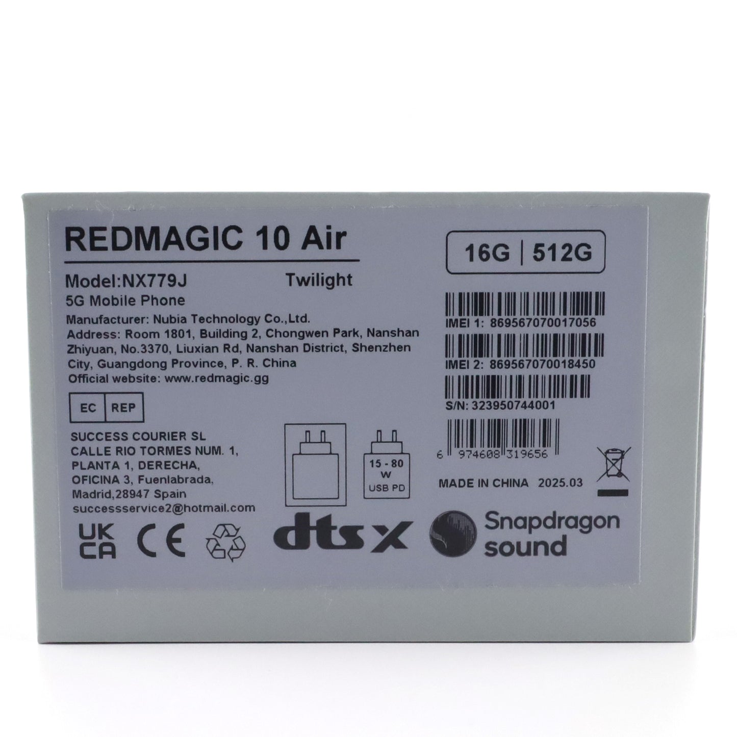Aランク REDMAGIC 10 Air 16/512GB Twilight NX779J グローバル版【90日保証】