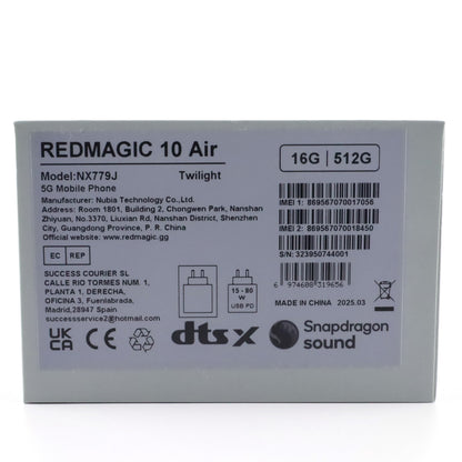Aランク REDMAGIC 10 Air 16/512GB Twilight NX779J グローバル版【90日保証】