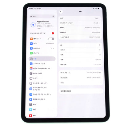 Aランク iPad Pro (M5) 11インチ Wi-Fi 256GB SpaceBlack A3357 MDWK4J/A 国内版【90日保証】